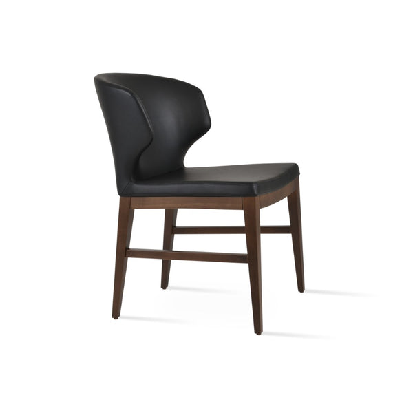 Soho Concept Amed Wood Dining Chair - Premium Leatherette, Solid Beech, 2-year Guarantee, Stylish Comfort & Stability Walnut,Black  Soho-concept-dining-chair-00087