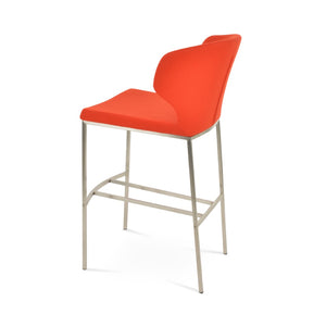 Soho Concept Brushed Stainless Steel Barstools With Camira Blazer Wool Fabric – Durable Comfort & Style Guaranteed Orange  Soho-concept-dining-chair-10201