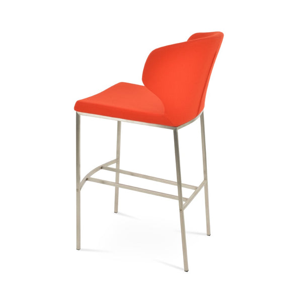 Soho Concept Brushed Stainless Steel Barstools With Camira Blazer Wool Fabric – Durable Comfort & Style Guaranteed Orange  Soho-concept-dining-chair-10201