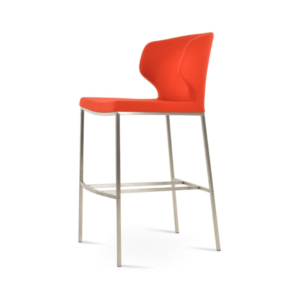 Soho Concept Brushed Stainless Steel Barstools With Camira Blazer Wool Fabric – Durable Comfort & Style Guaranteed Orange  Soho-concept-dining-chair-07381