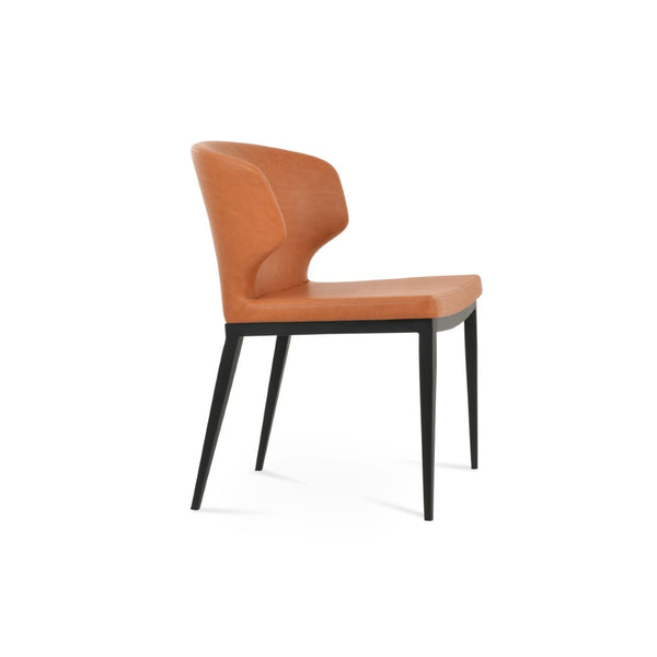Soho Concept Amed Mw Dining Chair - Stylish Leatherette, Durable Metal Base, 2-year Guarantee, Soft Black Finish Black  Soho-concept-dining-chair-00054