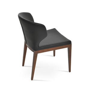 Soho Concept Amed Wood Dining Chair – Durable Leatherette Upholstery, Solid Wood Base, 2-year Guarantee, Modern Style Walnut,Black  Soho-concept-dining-chair-00084