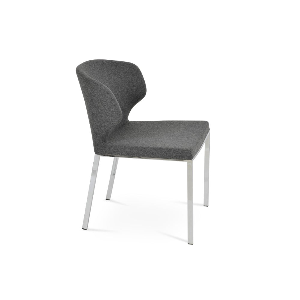 Soho Concept Amed Metal Dining Chair With Chrome Base, Premium Camira Wool Fabric, 10-year Guarantee, Modern Style Chrome,Dark Grey  Soho-concept-dining-chair-00050
