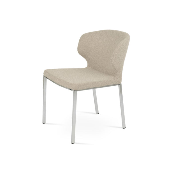 Soho Concept Amed Stylish Metal Dining Chair - Premium Boucle, Velvet, Nubuck Fabrics - 10-year Guarantee, Chrome Chrome,Beige  Soho-concept-dining-chair-00047