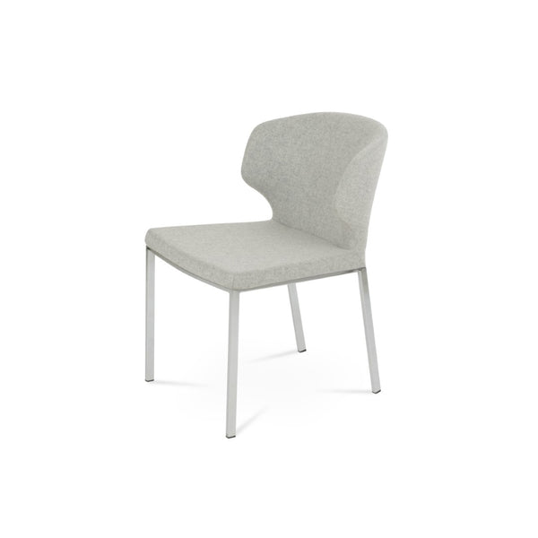 Soho Concept Amed Metal Dining Chair With Chrome Base, Premium Camira Wool Fabric, 10-year Guarantee, Modern Style Chrome,Silver  Soho-concept-dining-chair-00048