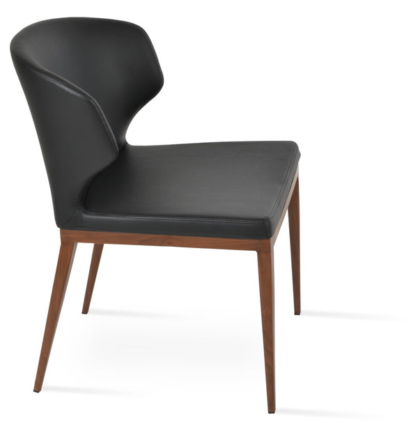 Soho Concept Amed Mw Dining Chair - Stylish Leatherette, Durable Metal Base, 2-year Guarantee, Soft Black Finish Walnut,Black  Soho-concept-dining-chair-00060