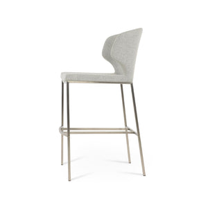 Soho Concept Brushed Stainless Steel Barstools With Camira Blazer Wool Fabric – Durable Comfort & Style Guaranteed Silver  Soho-concept-dining-chair-07375