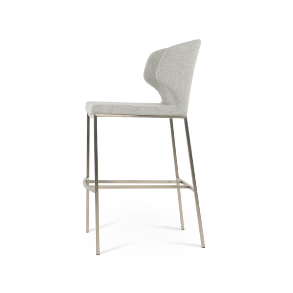 Soho Concept Brushed Stainless Steel Barstools With Camira Blazer Wool Fabric – Durable Comfort & Style Guaranteed Silver  Soho-concept-dining-chair-07375