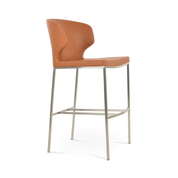 Soho Concept Amed Modern Metal Barstools & Counterstools - Soft Leatherette, Adjustable Heights, 2-year Warranty Caramel  Soho-concept-dining-chair-06578