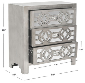 Safavieh Tasha 3 Drawer Chest - Elegant Grey Storage Solution With Mirrored Fronts For Modern Spaces! AMH1505A