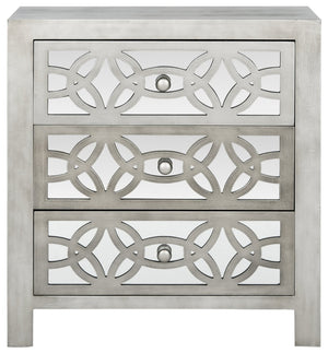 Safavieh Tasha 3 Drawer Chest - Elegant Grey Storage Solution With Mirrored Fronts For Modern Spaces! AMH1505A