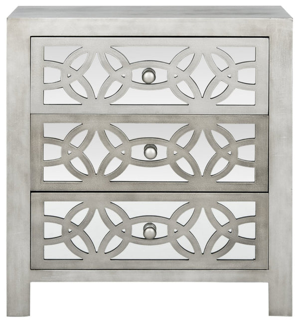 Safavieh Tasha 3 Drawer Chest - Elegant Grey Storage Solution With Mirrored Fronts For Modern Spaces! AMH1505A