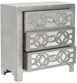 Safavieh Tasha 3 Drawer Chest - Elegant Grey Storage Solution With Mirrored Fronts For Modern Spaces! AMH1505A
