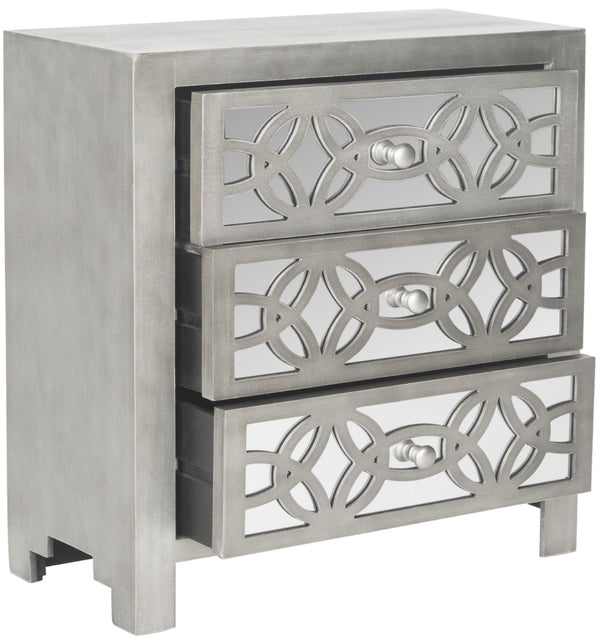 Safavieh Tasha 3 Drawer Chest - Elegant Grey Storage Solution With Mirrored Fronts For Modern Spaces! AMH1505A