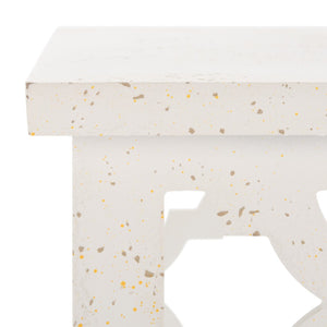Safavieh Lonny End Table - Moroccan-Inspired Architectural Design With Quatrefoil Pattern For Elegant Spaces Distressed White AMH1507A