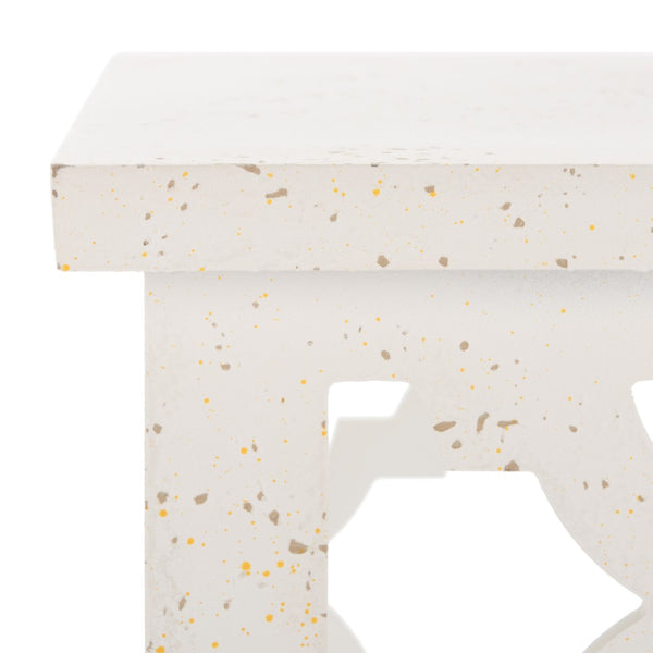 Safavieh Lonny End Table - Moroccan-Inspired Architectural Design With Quatrefoil Pattern For Elegant Spaces Distressed White AMH1507A