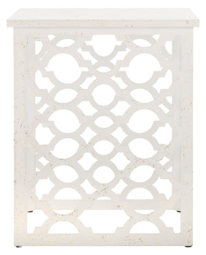Safavieh Lonny End Table - Moroccan-Inspired Architectural Design With Quatrefoil Pattern For Elegant Spaces Distressed White AMH1507A