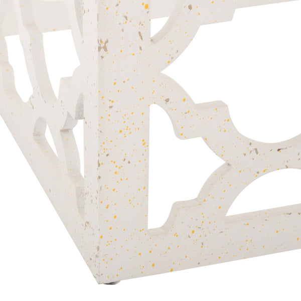 Safavieh Lonny End Table - Moroccan-Inspired Architectural Design With Quatrefoil Pattern For Elegant Spaces Distressed White AMH1507A