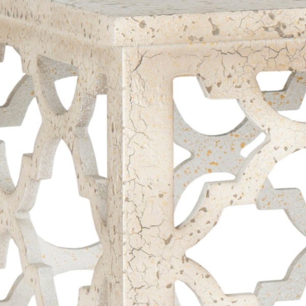 Safavieh Lonny End Table - Moroccan-Inspired Architectural Design With Quatrefoil Pattern For Elegant Spaces Distressed White AMH1507A