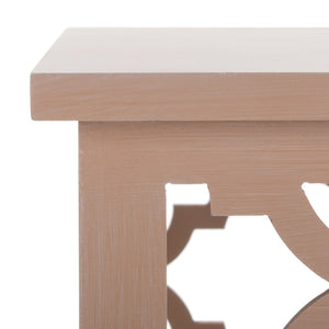 Safavieh Lonny End Table - Moroccan-Inspired Architectural Design With Quatrefoil Pattern For Elegant Spaces Taupe AMH1507B