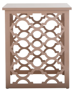 Safavieh Lonny End Table - Moroccan-Inspired Architectural Design With Quatrefoil Pattern For Elegant Spaces Taupe AMH1507B