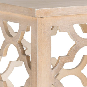 Safavieh Lonny End Table - Moroccan-Inspired Architectural Design With Quatrefoil Pattern For Elegant Spaces Taupe AMH1507B