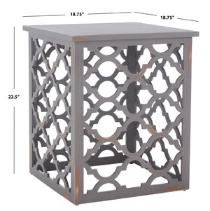 Safavieh Lonny End Table - Moroccan-Inspired Architectural Design With Quatrefoil Pattern For Elegant Spaces Grey AMH1507C