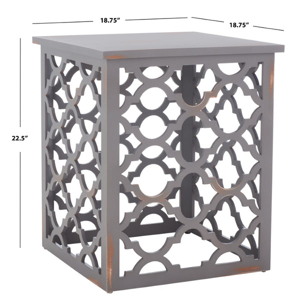 Safavieh Lonny End Table - Moroccan-Inspired Architectural Design With Quatrefoil Pattern For Elegant Spaces Grey AMH1507C