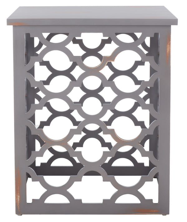 Safavieh Lonny End Table - Moroccan-Inspired Architectural Design With Quatrefoil Pattern For Elegant Spaces Grey AMH1507C
