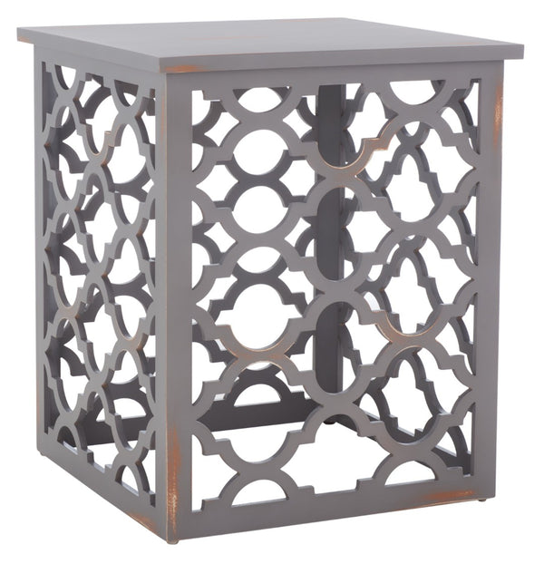 Safavieh Lonny End Table - Moroccan-Inspired Architectural Design With Quatrefoil Pattern For Elegant Spaces Grey AMH1507C