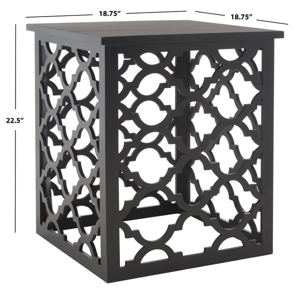 Safavieh Lonny End Table - Moroccan-Inspired Architectural Design With Quatrefoil Pattern For Elegant Spaces Black AMH1507D