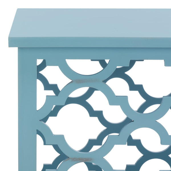 Safavieh Lonny End Table - Moroccan-Inspired Architectural Design With Quatrefoil Pattern For Elegant Spaces Blue AMH1507F