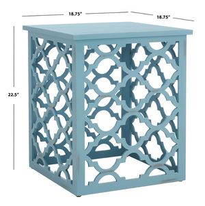 Safavieh Lonny End Table - Moroccan-Inspired Architectural Design With Quatrefoil Pattern For Elegant Spaces Blue AMH1507F