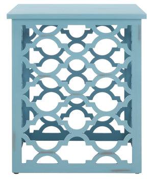 Safavieh Lonny End Table - Moroccan-Inspired Architectural Design With Quatrefoil Pattern For Elegant Spaces Blue AMH1507F