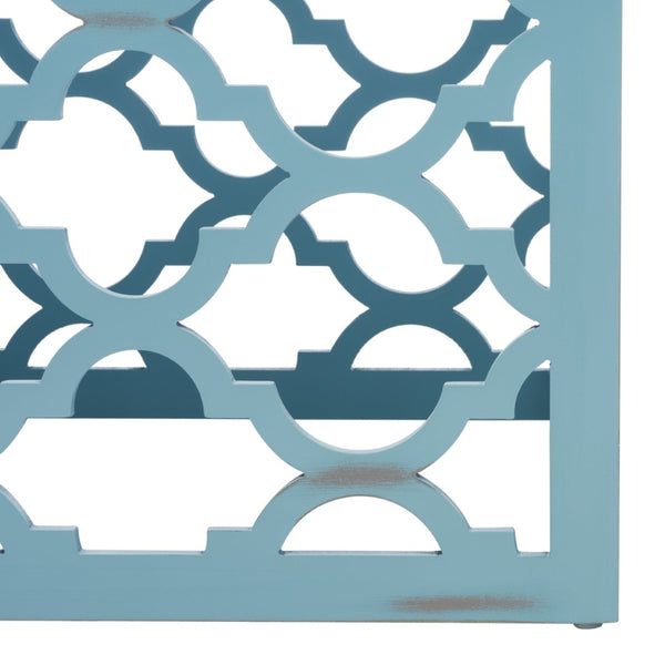Safavieh Lonny End Table - Moroccan-Inspired Architectural Design With Quatrefoil Pattern For Elegant Spaces Blue AMH1507F