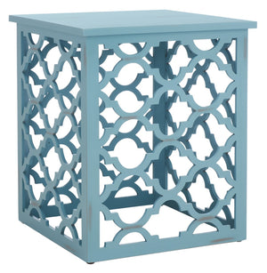Safavieh Lonny End Table - Moroccan-Inspired Architectural Design With Quatrefoil Pattern For Elegant Spaces Blue AMH1507F