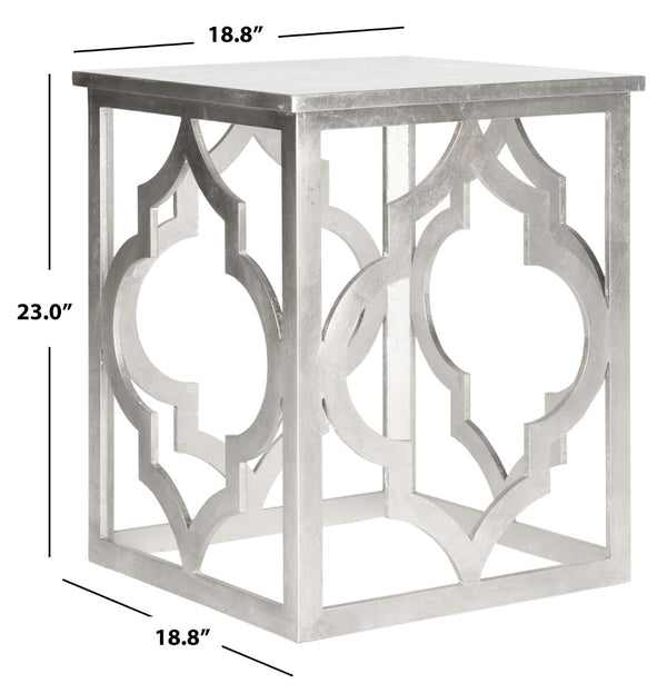 Safavieh Milo Contemporary Silver Leaf End Table – Quatrefoil-Inspired Design For Modern Living Spaces AMH1508A