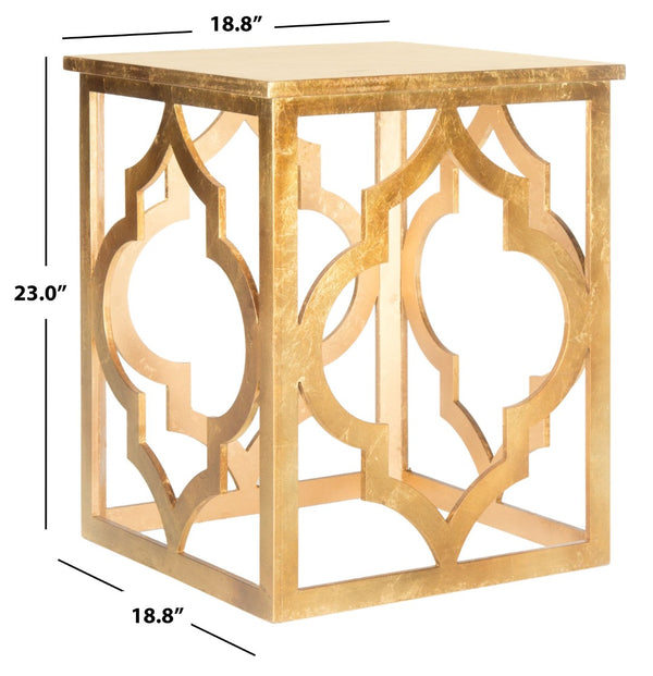 Safavieh Milo Trellis End Table - Elegant Quatrefoil Accent Table With Open-Frame Design For Modern Spaces Gold AMH1508B
