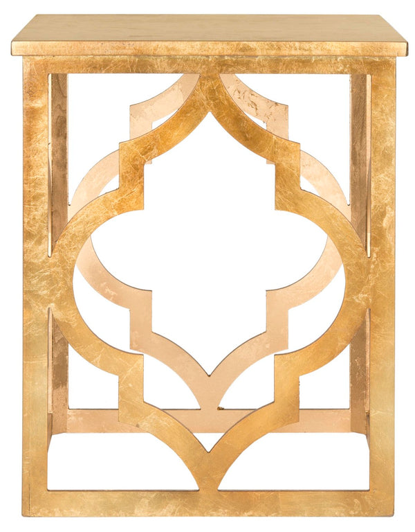 Safavieh Milo Trellis End Table - Elegant Quatrefoil Accent Table With Open-Frame Design For Modern Spaces Gold AMH1508B