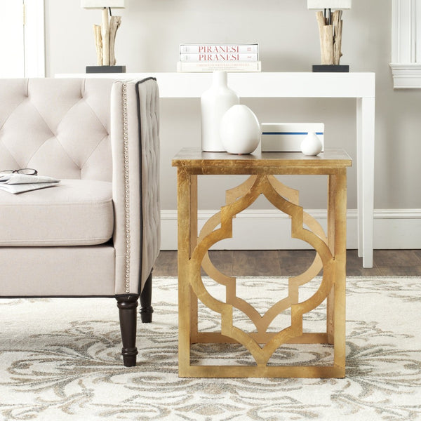 Safavieh Milo Trellis End Table - Elegant Quatrefoil Accent Table With Open-Frame Design For Modern Spaces Gold AMH1508B