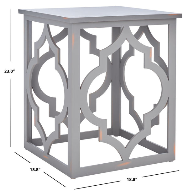 Safavieh Milo Trellis End Table - Elegant Quatrefoil Accent Table With Open-Frame Design For Modern Spaces Taupe AMH1508D