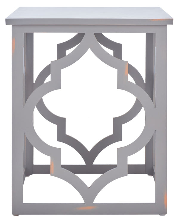 Safavieh Milo Trellis End Table - Elegant Quatrefoil Accent Table With Open-Frame Design For Modern Spaces Taupe AMH1508D
