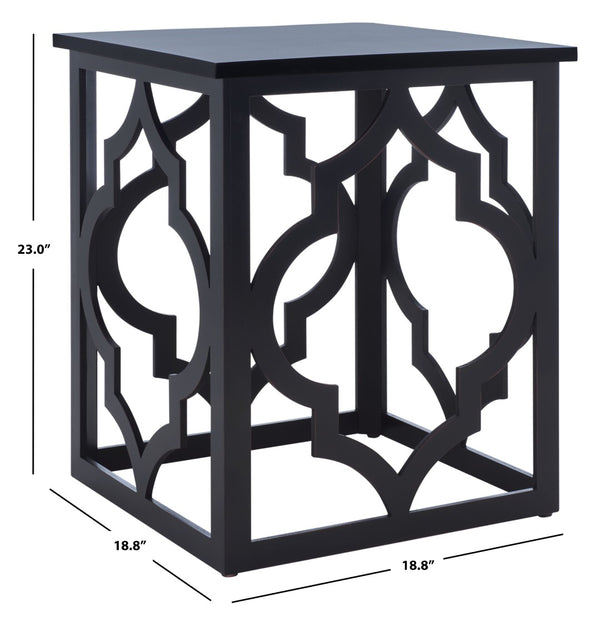 Safavieh Milo Trellis End Table - Elegant Quatrefoil Accent Table With Open-Frame Design For Modern Spaces Black AMH1508E