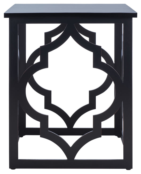Safavieh Milo Trellis End Table - Elegant Quatrefoil Accent Table With Open-Frame Design For Modern Spaces Black AMH1508E