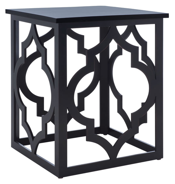 Safavieh Milo Trellis End Table - Elegant Quatrefoil Accent Table With Open-Frame Design For Modern Spaces Black AMH1508E