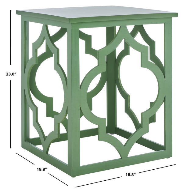 Safavieh Milo Trellis End Table - Elegant Quatrefoil Accent Table With Open-Frame Design For Modern Spaces Green AMH1508F