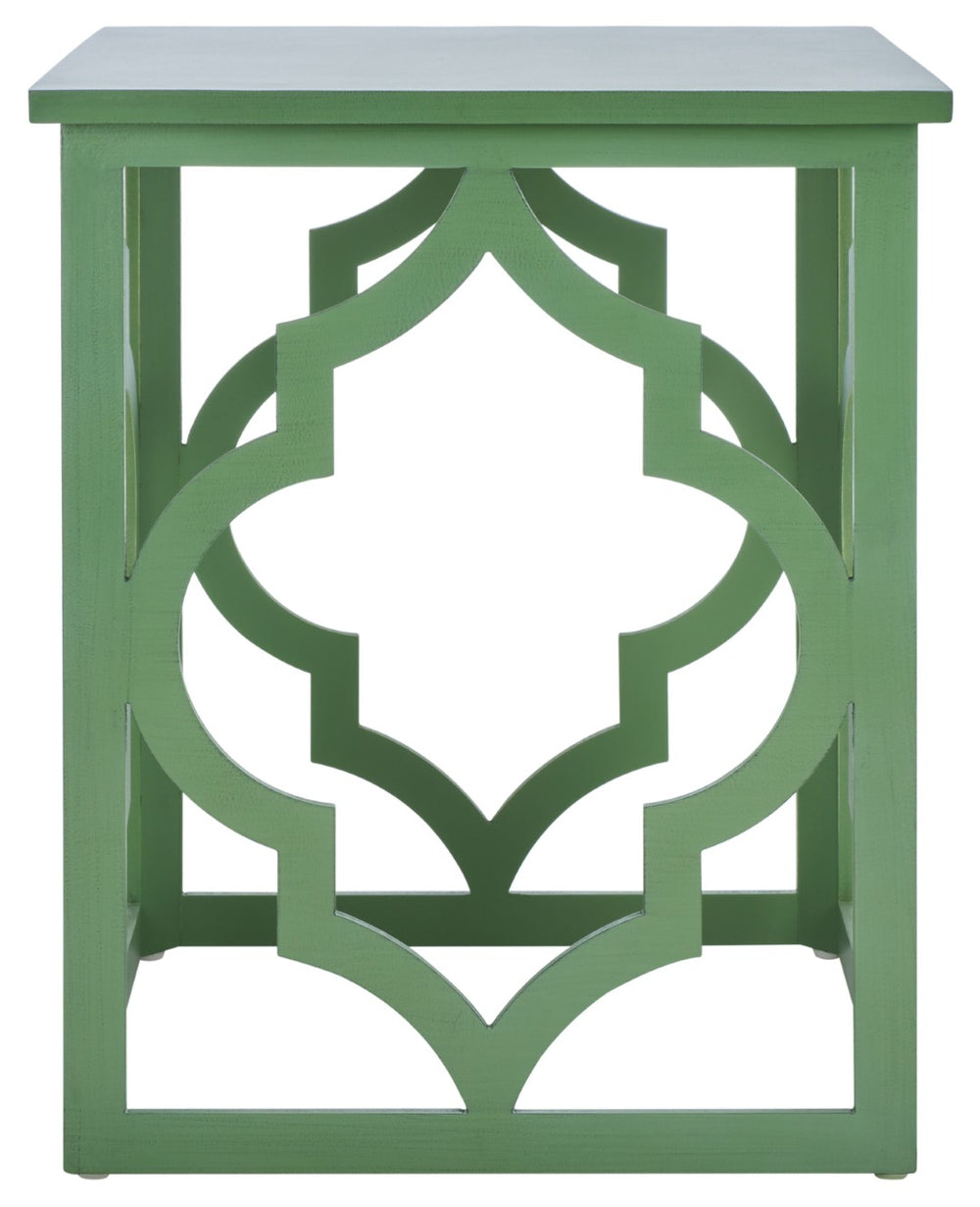 Safavieh Milo Trellis End Table - Elegant Quatrefoil Accent Table With Open-Frame Design For Modern Spaces Green AMH1508F