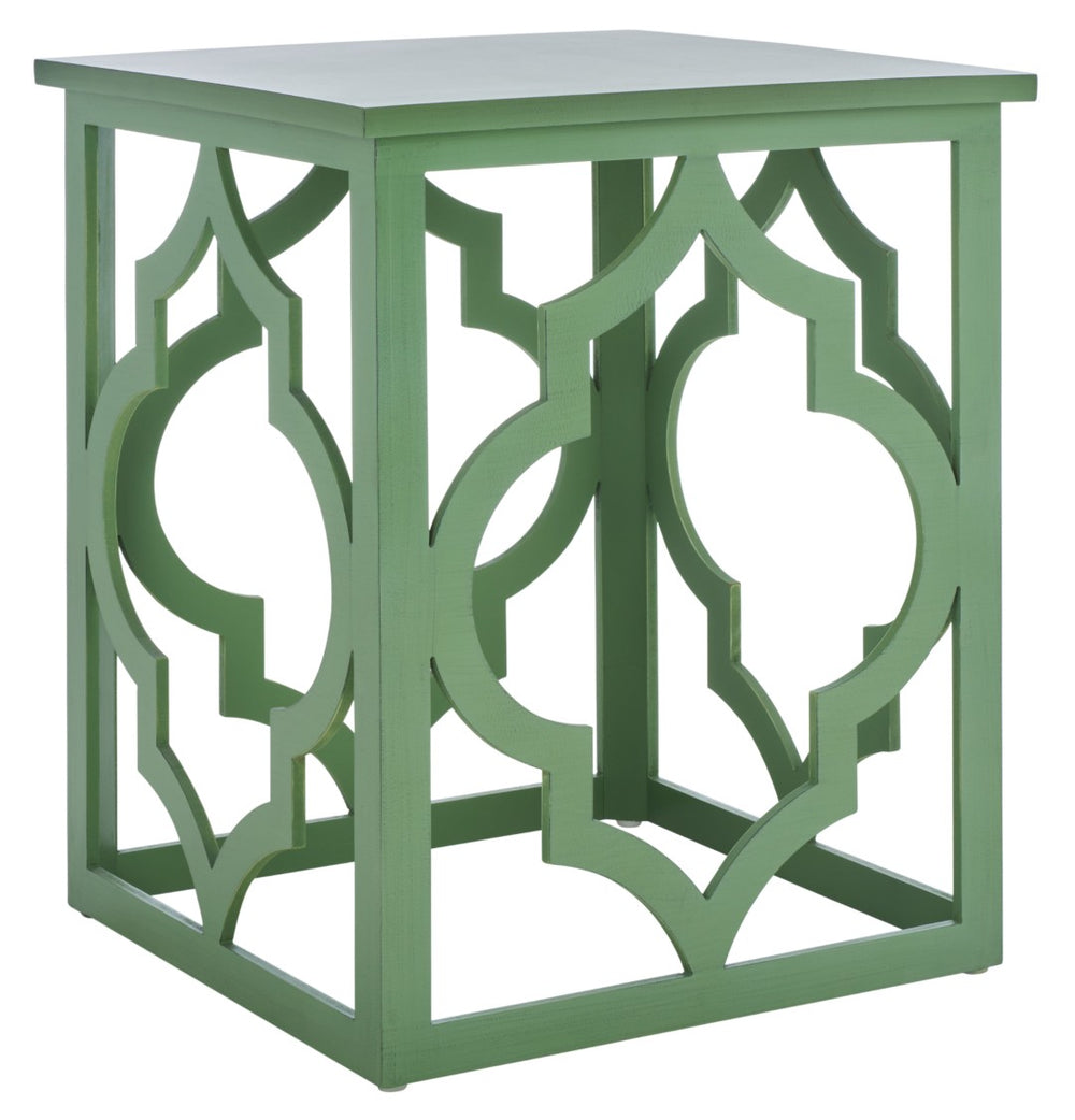 Safavieh Milo Trellis End Table - Elegant Quatrefoil Accent Table With Open-Frame Design For Modern Spaces Green AMH1508F