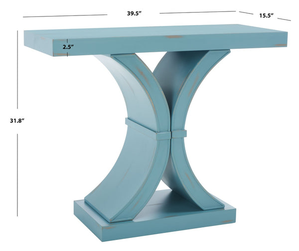 Safavieh Dryden Console Table - Versatile Architectural Design For Entryways, Living Rooms, And Sofas Blue AMH1509C