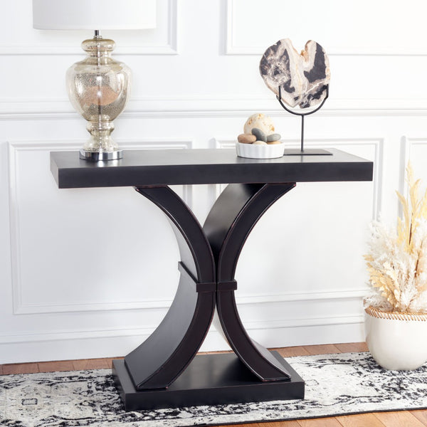Safavieh Dryden Console Table - Versatile Architectural Design For Entryways, Living Rooms, And Sofas Black AMH1509E